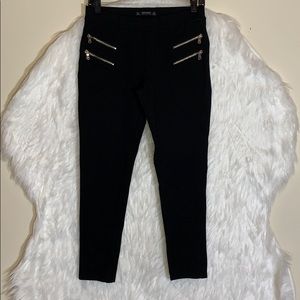 Zara Black Double Zipper Leggings Pants